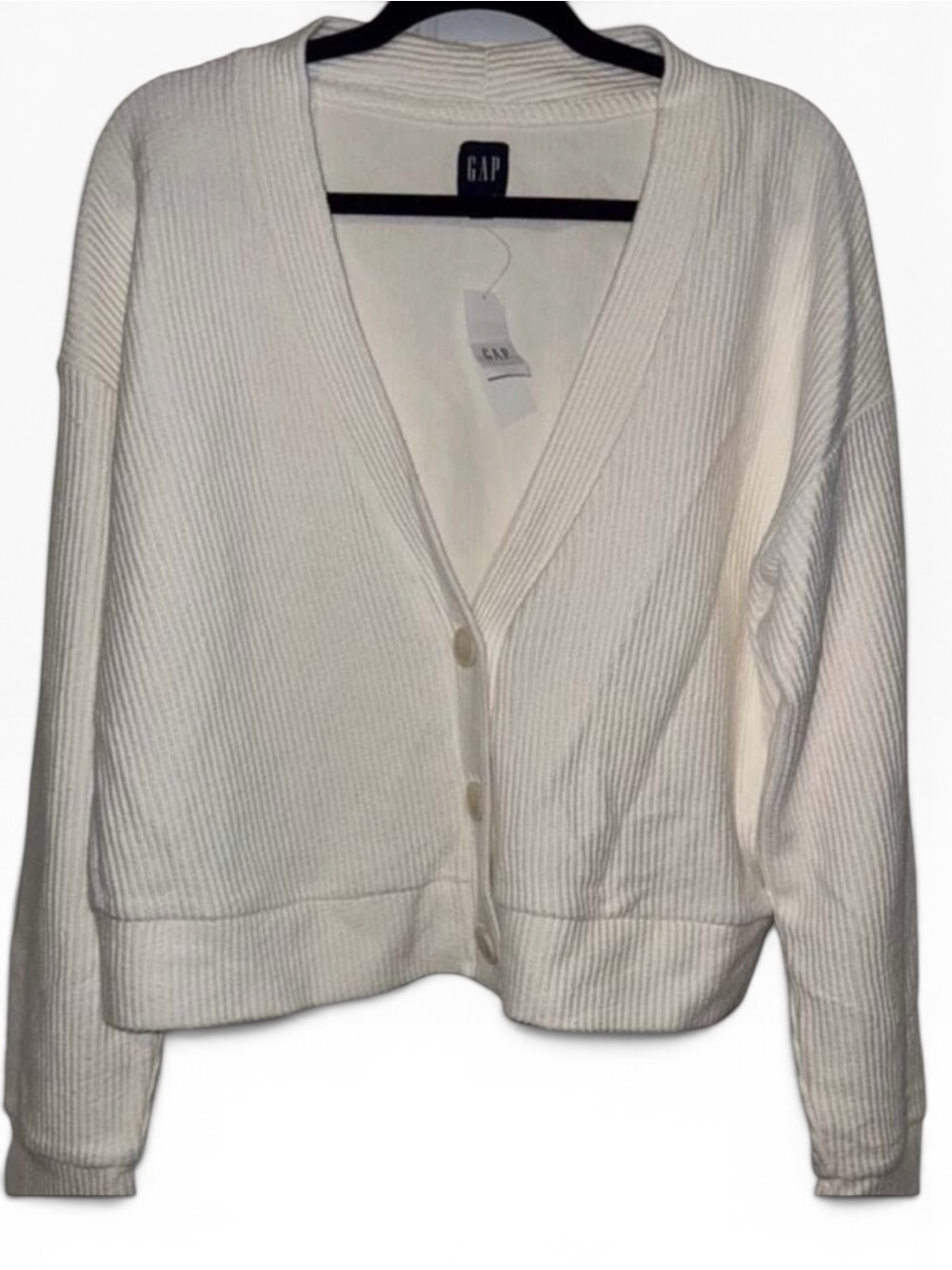GAP Ribbed Knit V-Neck Cardigan nwt minimalist preppy
